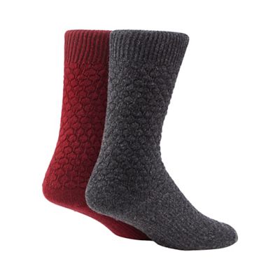 Set of two wool blend textured boot socks